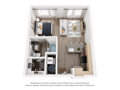 Floor plan for studio, 1 bath, 550 sqft